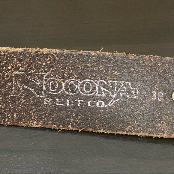 Vintage NOCONA Co. Bullet Stud Leather Belt with Eagle Brass Belt Buckle Size 38 - Picture 14 of 15
